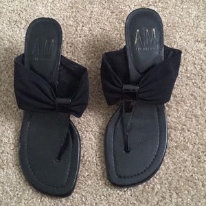 Black small heel sandals